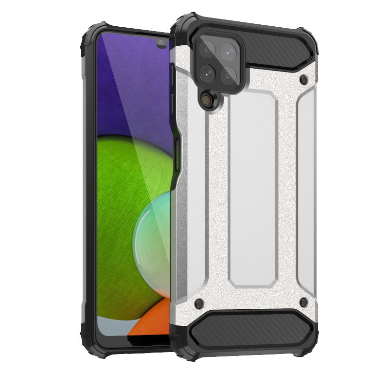 Hybrid Armor Case Kova kestävä suojus Samsung Galaxy A22 4G silver