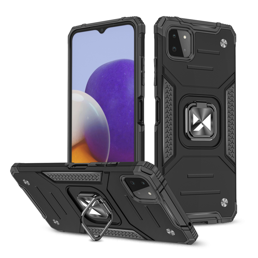 Wozinsky Ring Armor Case Kickstand Kova Rugged Cover Samsung Galaxy A22 4G musta