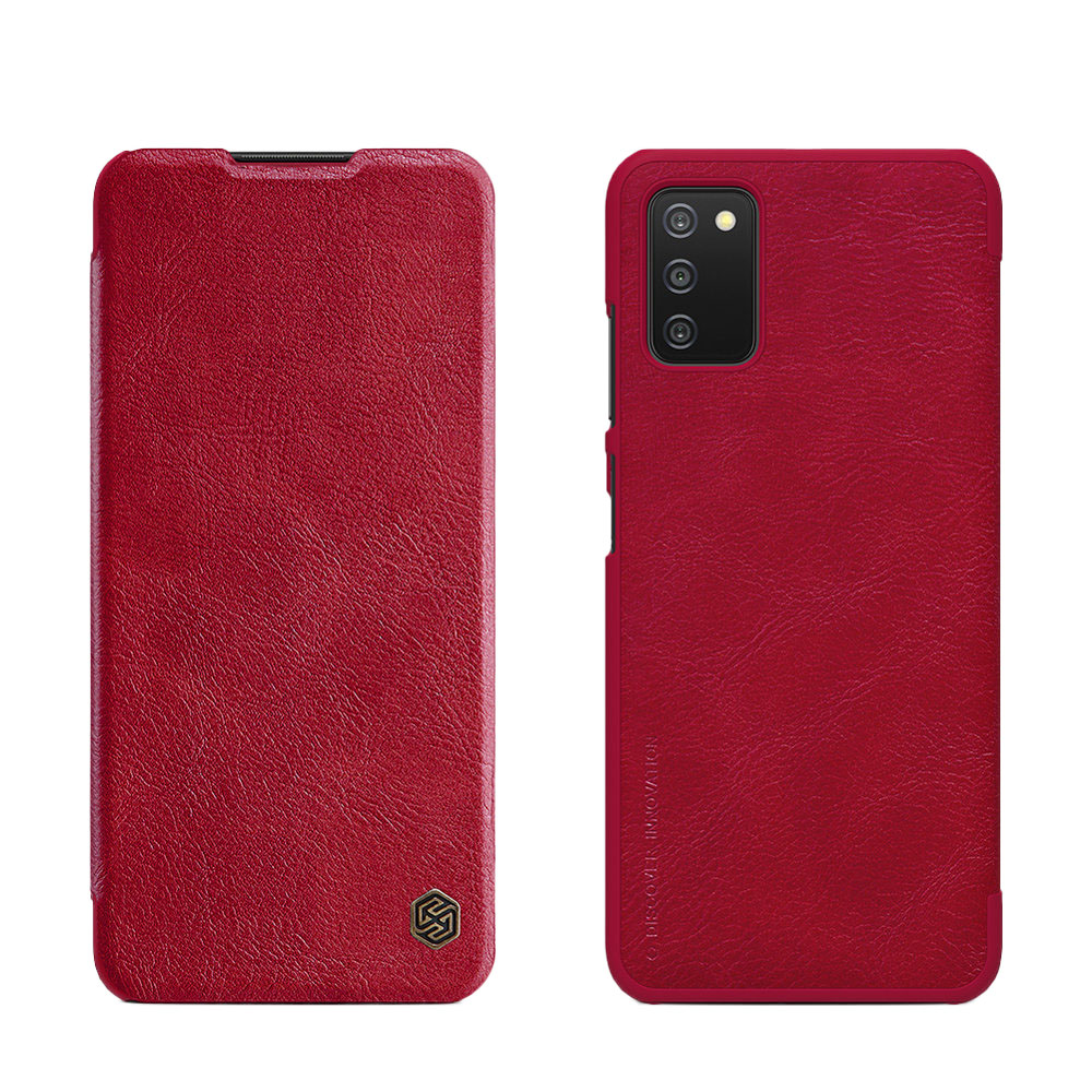 Nillkin Qin nahkainen holsteri tapauksessa Samsung Galaxy A03s punainen
