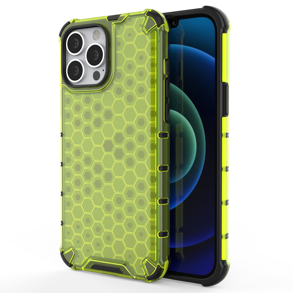 Honeycomb Asia panssari kansi TPU puskuri iPhone 13 Pro Max vihreä