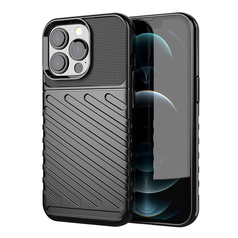 Thunder Case Joustava Kova Rugged Cover TPU Kotelo iPhone 13 Pro musta