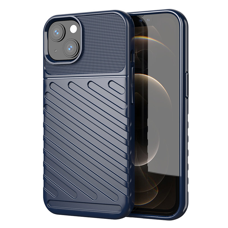 Thunder Case Joustava Kova Rugged Cover TPU Kotelo iPhone 13 mini sininen