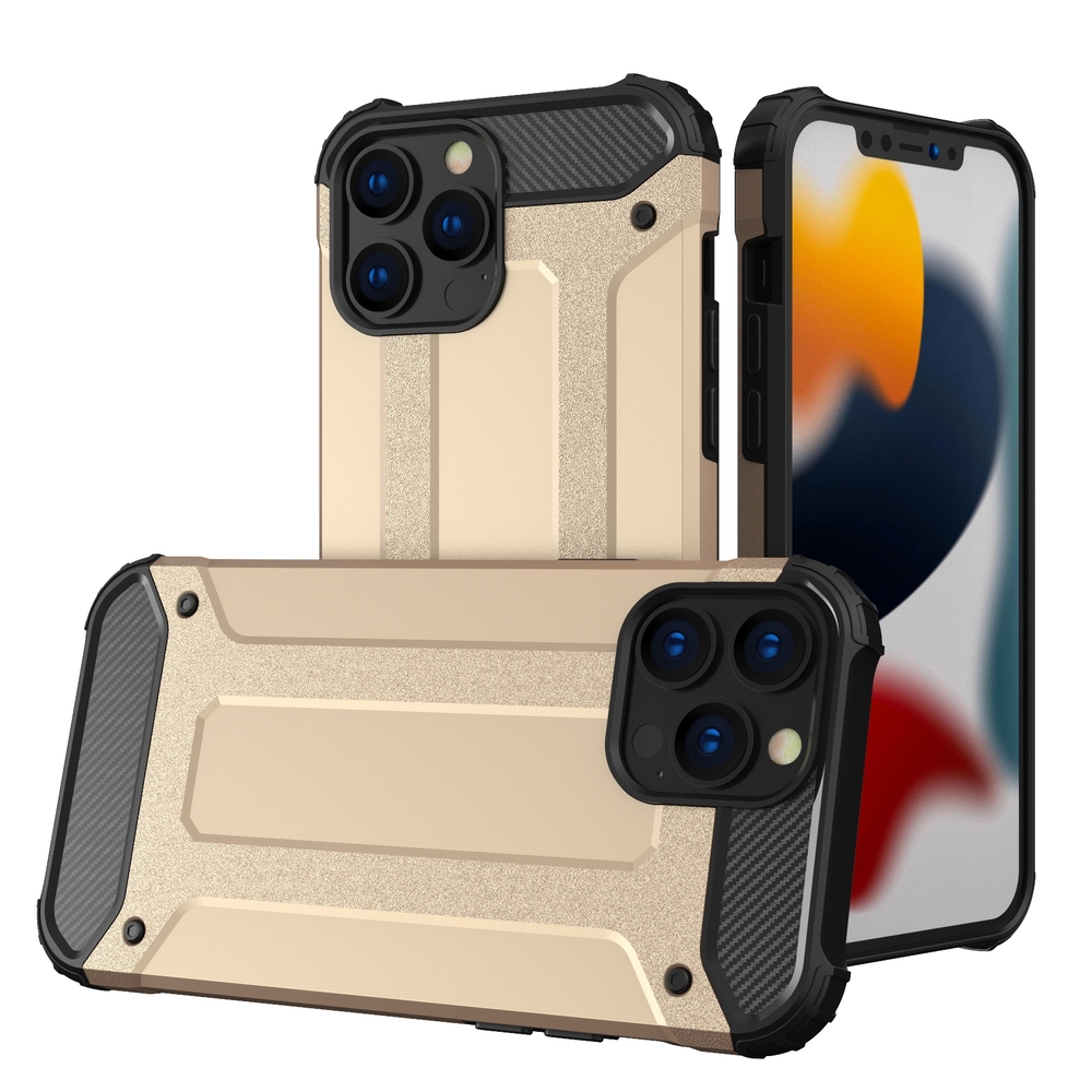 Hybrid Armor Case Kova kestävä suojus iPhone 13 Pro Max kultainen kultainen