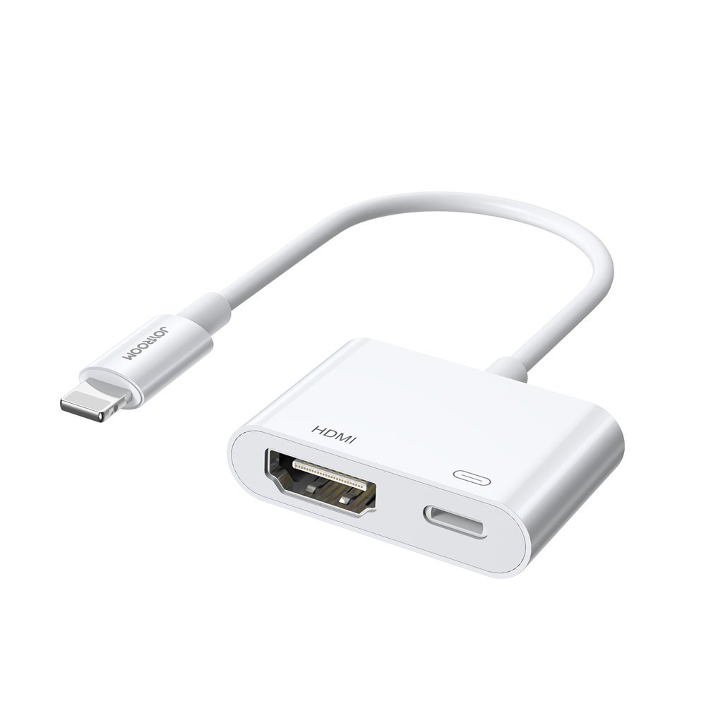 Joyroom S-H141 -adapteri Lightning (uros) - HDMI FullHD 1080p 60Hz (naaras) / Lightning (naaras) - valkoinen