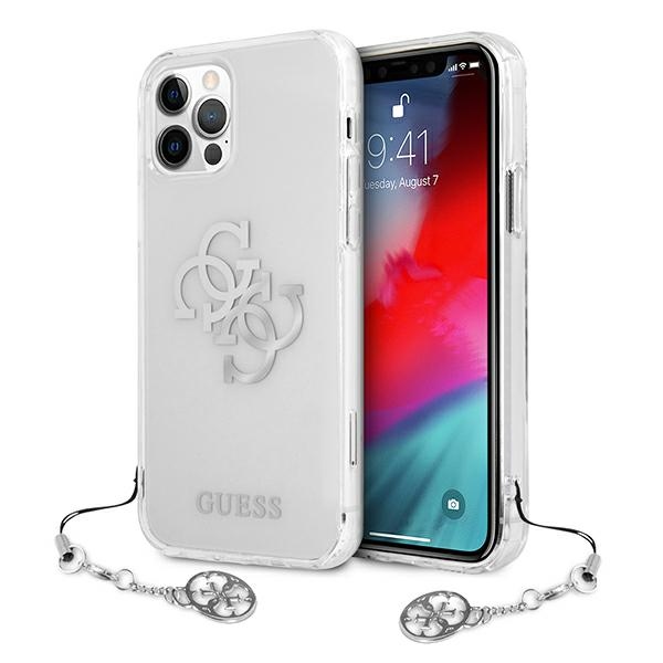 Guess GUHCP12LKS4GSI iPhone 12 Pro Max 6.7" läpinäkyvä kovakotelo 4G hopea Charms kokoelma