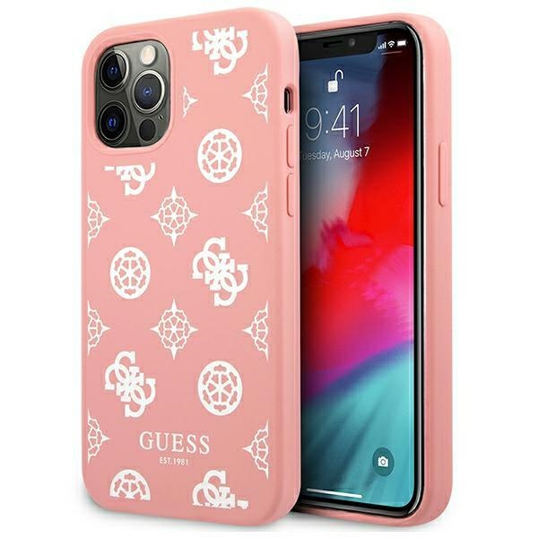 Guess GUHCP12LLSPEWPI iPhone 12 Pro Max 6.7" vaaleanpunainen/vaaleanpunainen kova kotelo Peony-mallisto