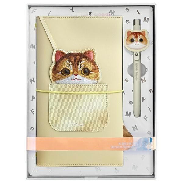 NIMMY setti 2in1 muistikirja + kynä BIG EYED PET 2.0 Kissa khaki