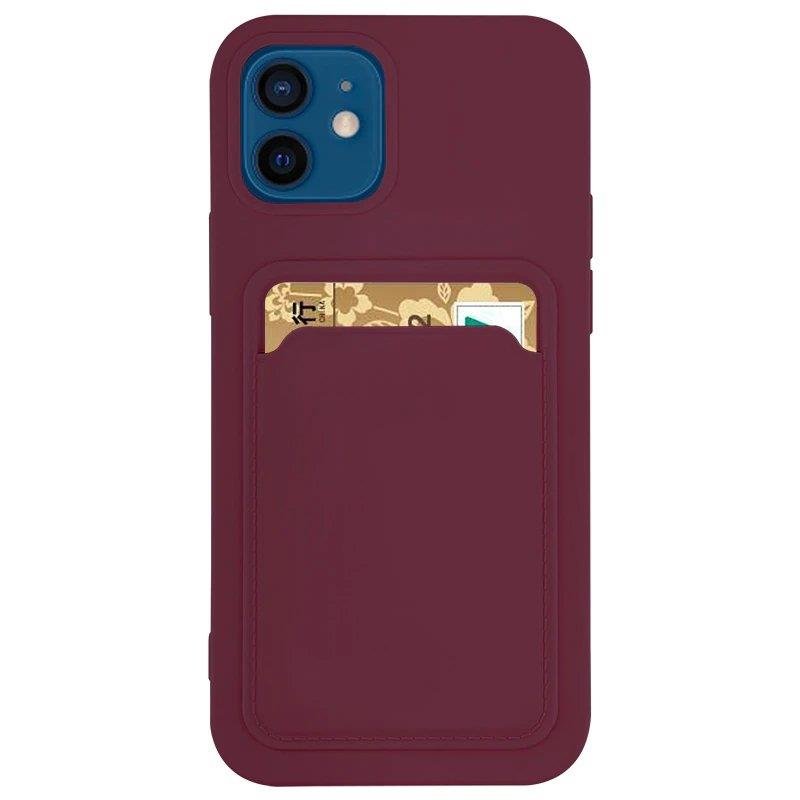 Korttikotelo Silikoni lompakko asia korttipaikka asiakirjat Samsung Galaxy S21 + 5G (S21 Plus 5G) Burgundy