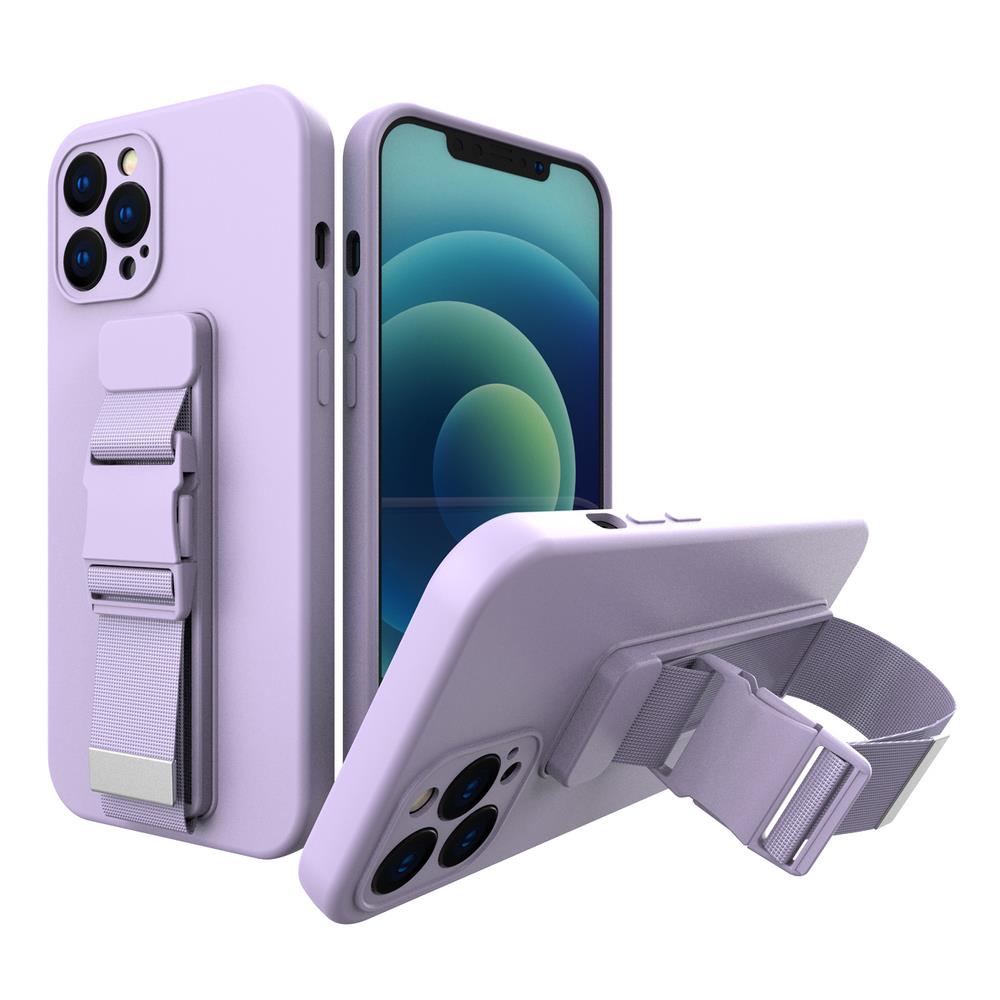 Rope tapauksessa geelikotelo ketjun kaulanauha laukku kaulanauha iPhone 12 violetti