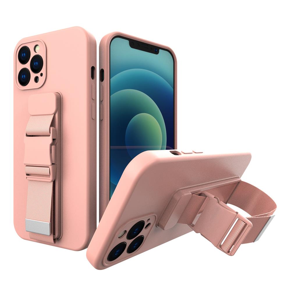 Rope tapauksessa Gel Lanyard Cover ketjun kukkaro Lanyard Xiaomi Redmi Note 10 5G / Poco M3 Pro vaaleanpunainen