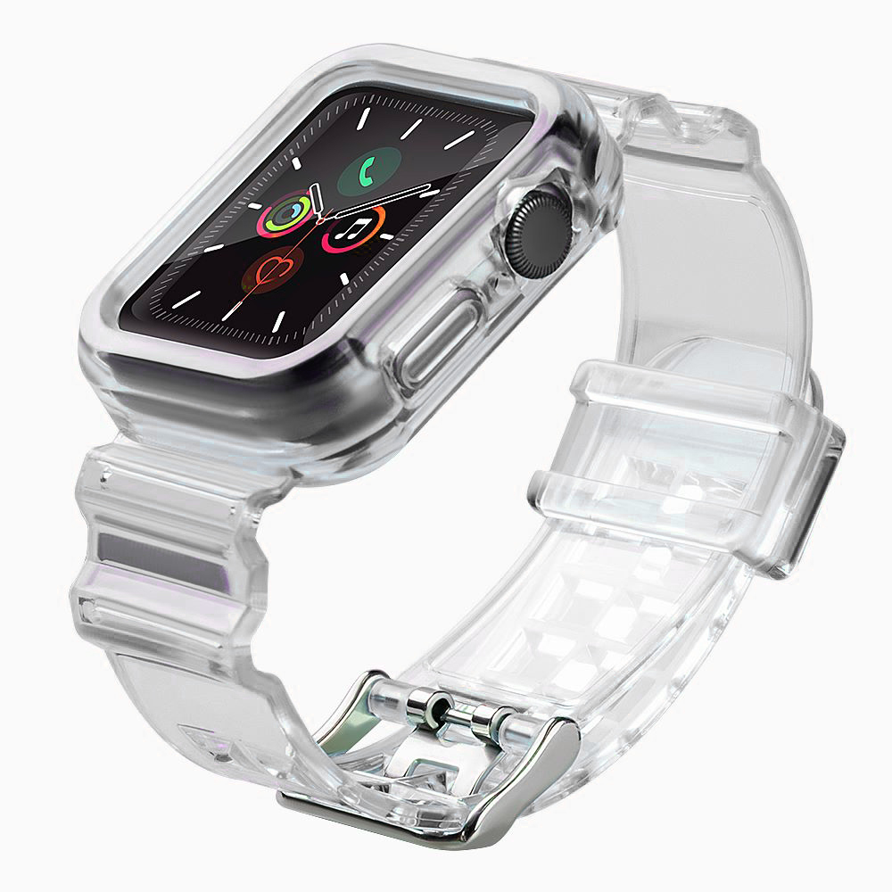 Silicone Band Strap Bracelet Case Strap Light Set for Apple Watch 44mm - Black