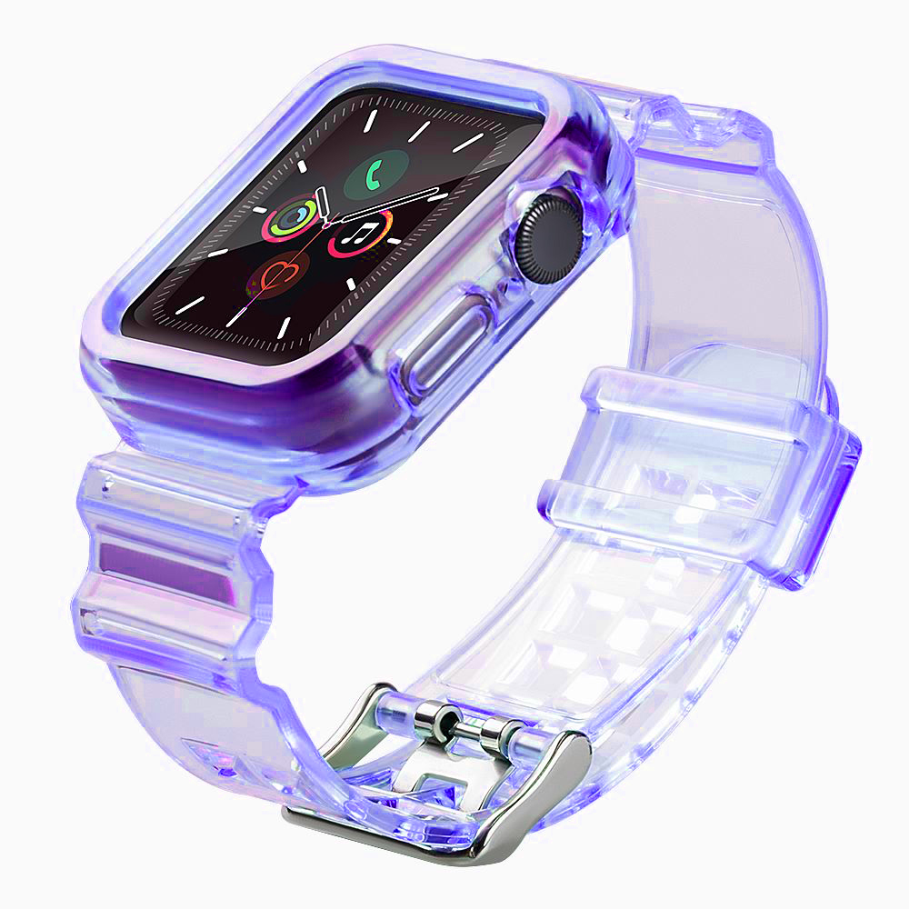 Silicone Band Strap Bracelet Case Strap Light Set for Apple Watch 44mm - Purple