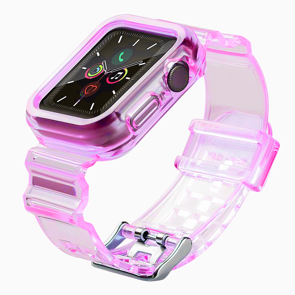 Silikoniranneke Rannekoru Kotelo Hihna Light Set for Apple Watch 42mm - punainen