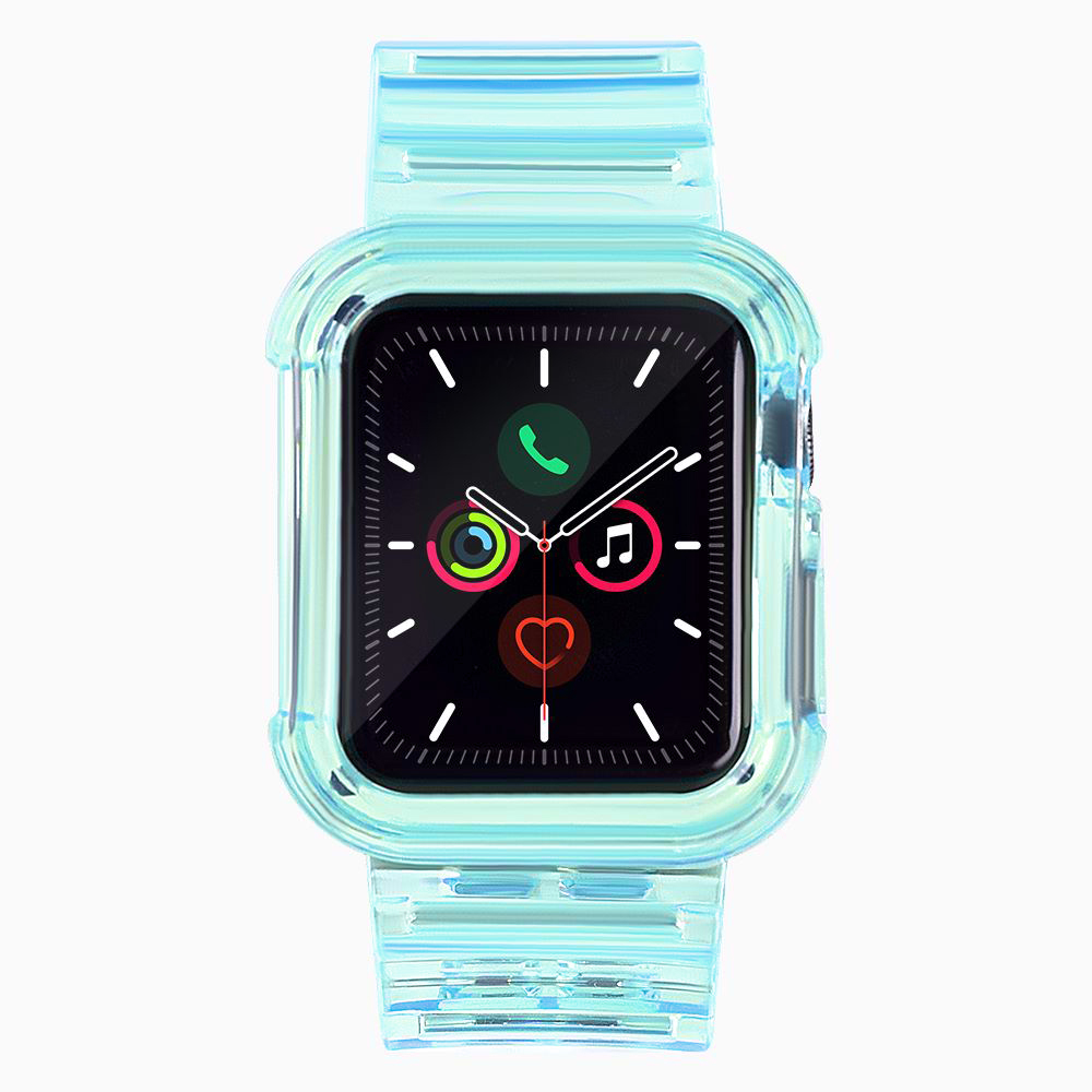 Silicone Band Strap Bracelet Case Strap Light Set for Apple Watch 40mm - Blue