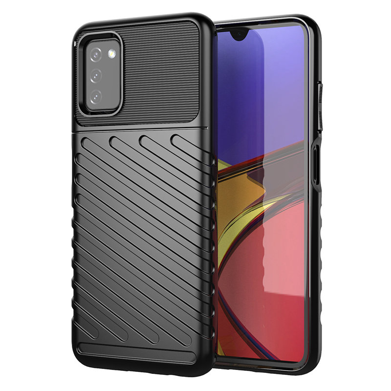 Thunder Case Joustava Kova Rugged Cover TPU Case Samsung Galaxy A03s musta