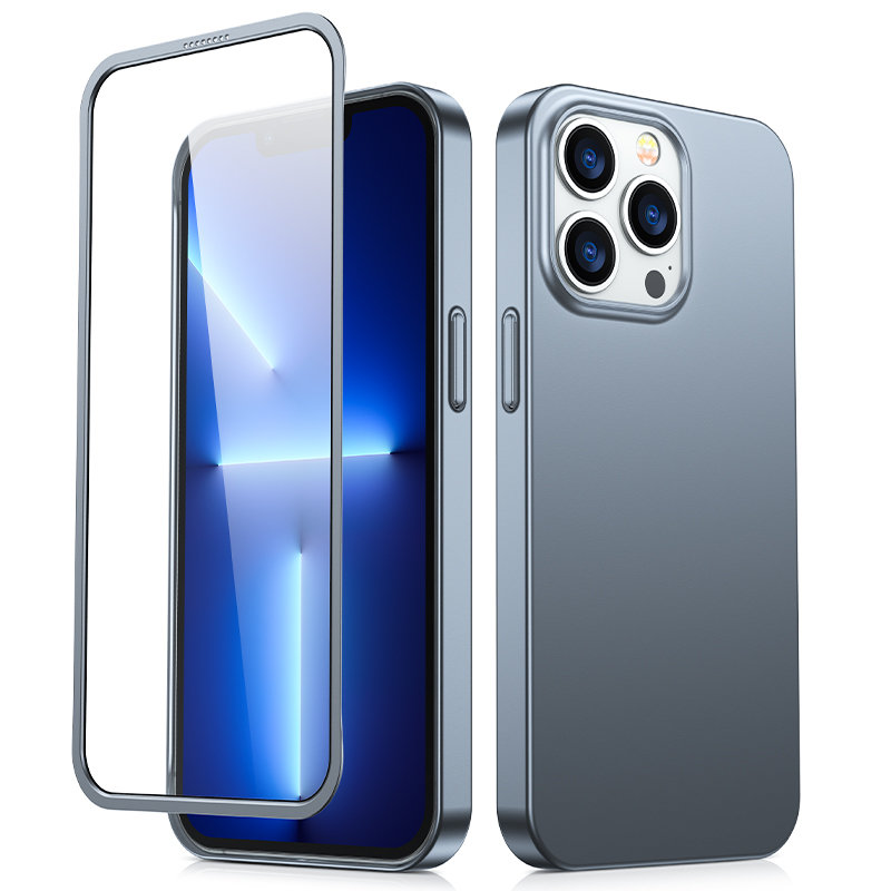 Joyroom 360 Full Case edessä ja takana kansi iPhone 13 Pro + karkaistua lasia näytönsuoja harmaa (JR-BP935 tranish)