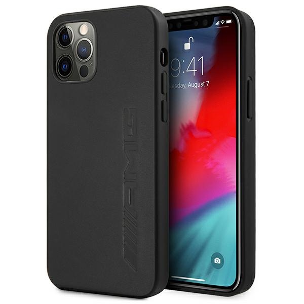 AMG Nahka Hot Stamped Kotelo iPhone 12 Pro Max - musta