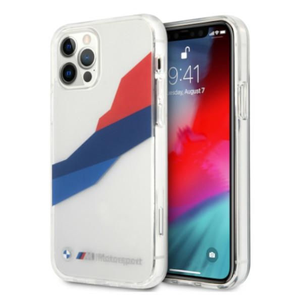 BMW Motorsport Tricolor Kotelo iPhone 12 Pro Max - läpinäkyvä - läpinäkyvä