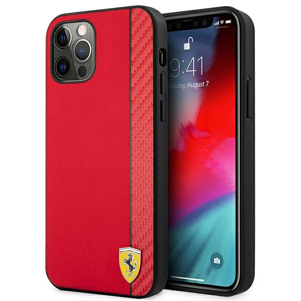 Ferrari FESAXHCP12LRE iPhone 12 Pro Max 6.7" punainen/punainen kovakotelo On Track Carbon Stripe
