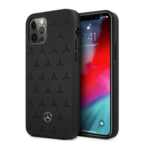 Mercedes nahkakotelo tähdet kuvio iPhone 12 Pro Max - musta