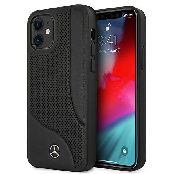 Mercedes Nahka rei'itetty alue Kotelo iPhone 12 mini - musta