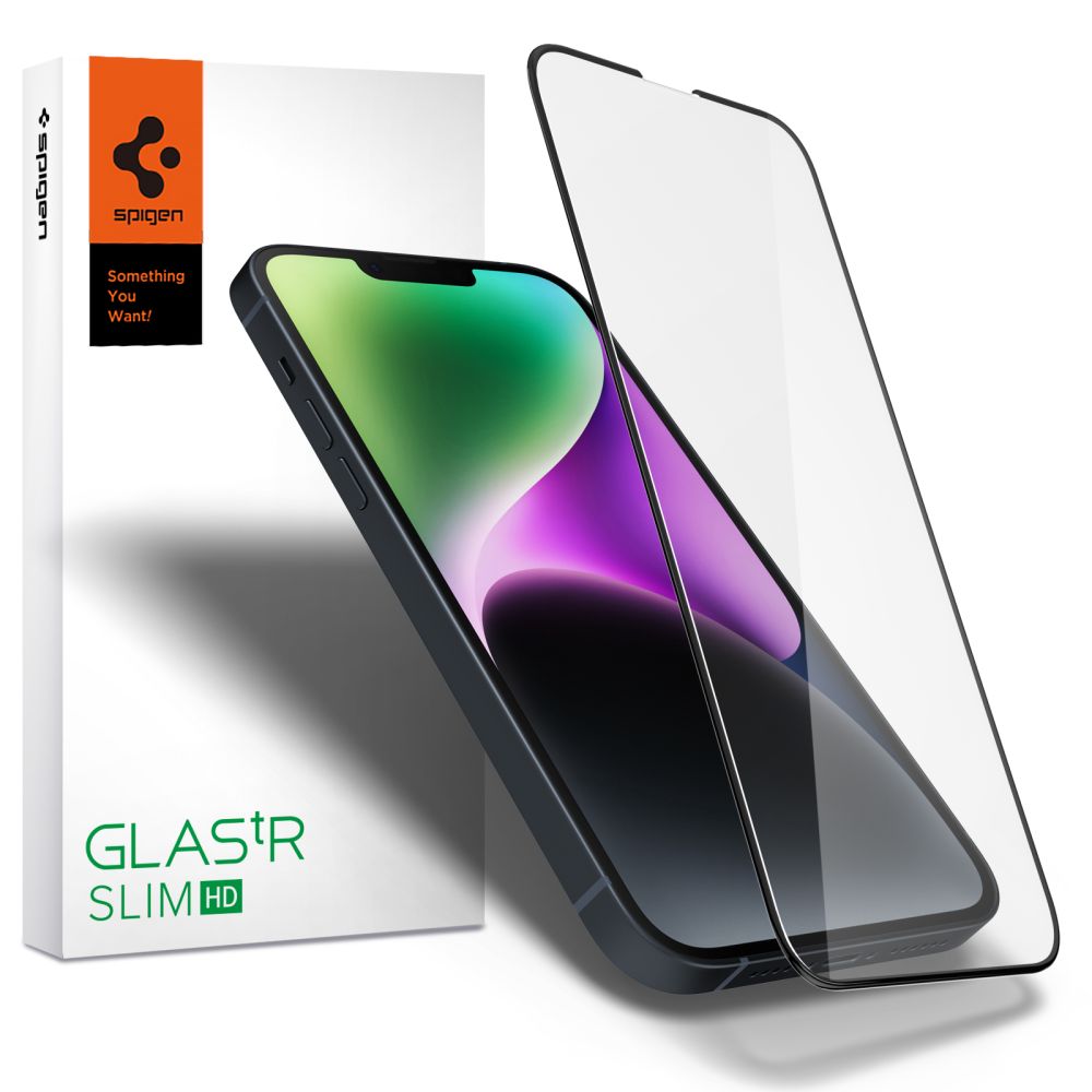 Spigen karkaistu lasi Glas.TR Slim FC iPhone 13 / 13 PRO / 14 / 16E 6,1" musta