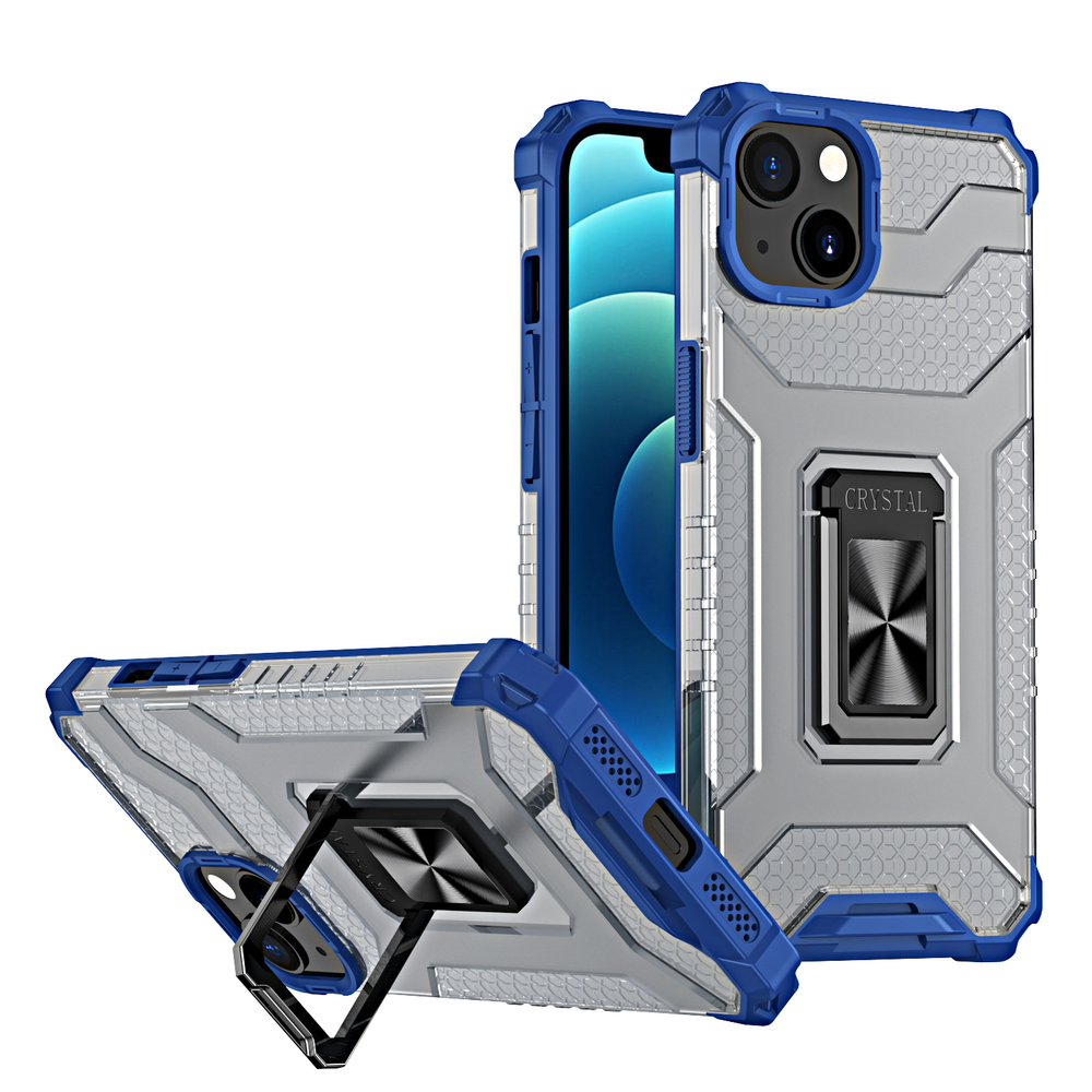 Crystal Ring Case Kickstand Kova Rugged Cover iPhone 12 mini sininen sininen