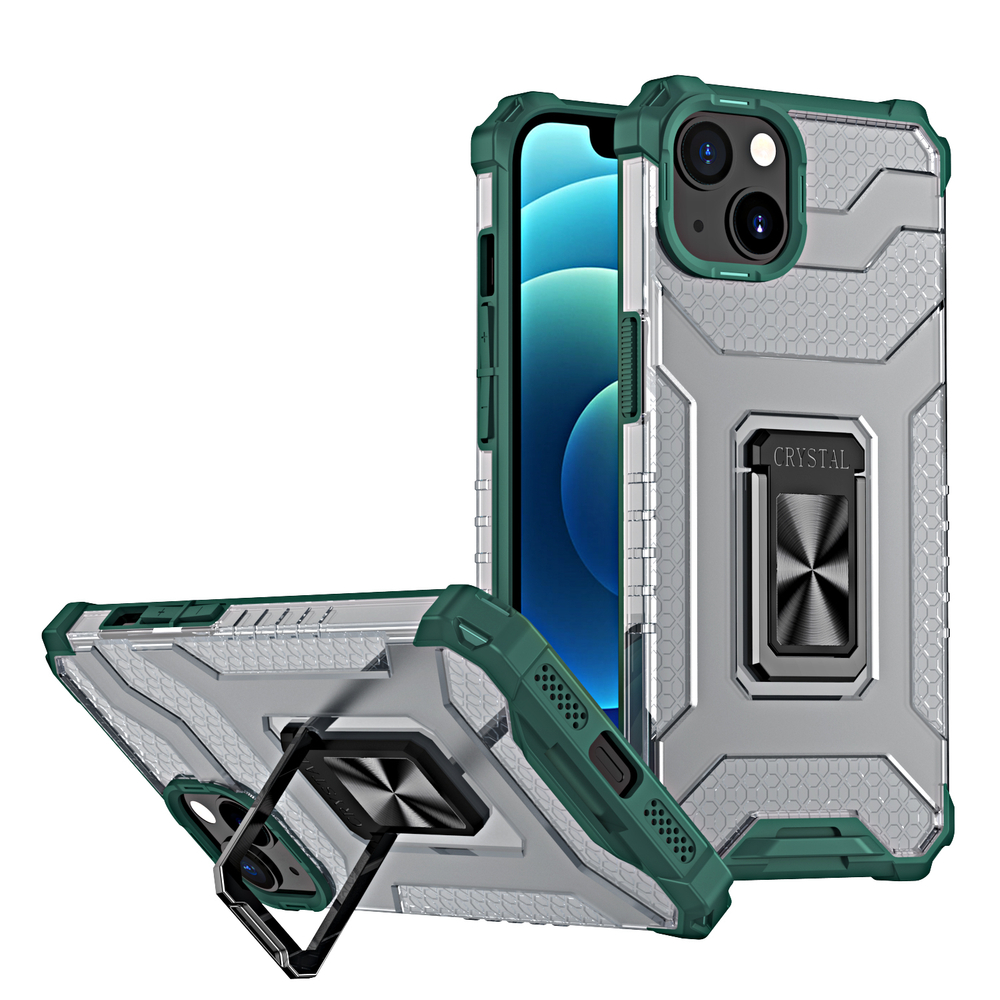 Crystal Ring Case Kickstand Kova Rugged Cover iPhone 13 mini vihreä