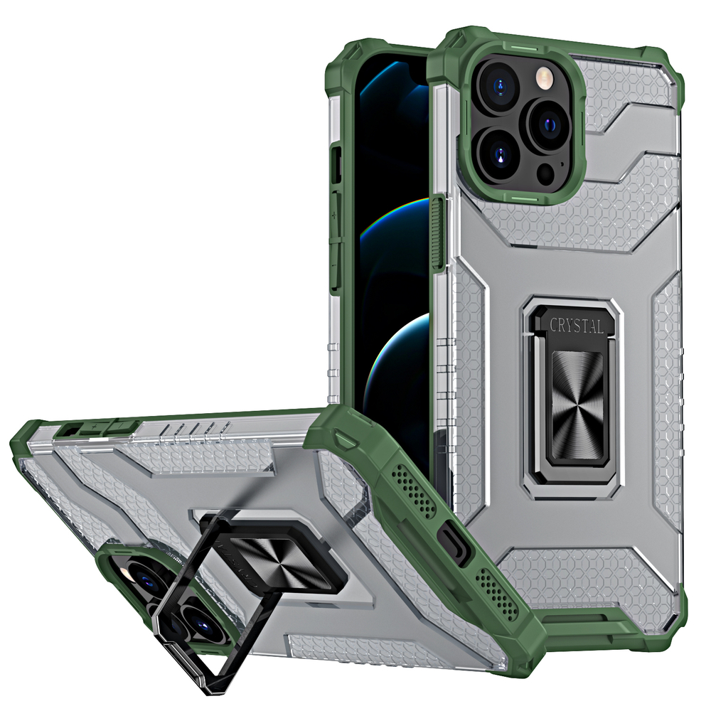 Crystal Ring Case Kickstand Kova Rugged Cover iPhone 13 Pro Max vihreä