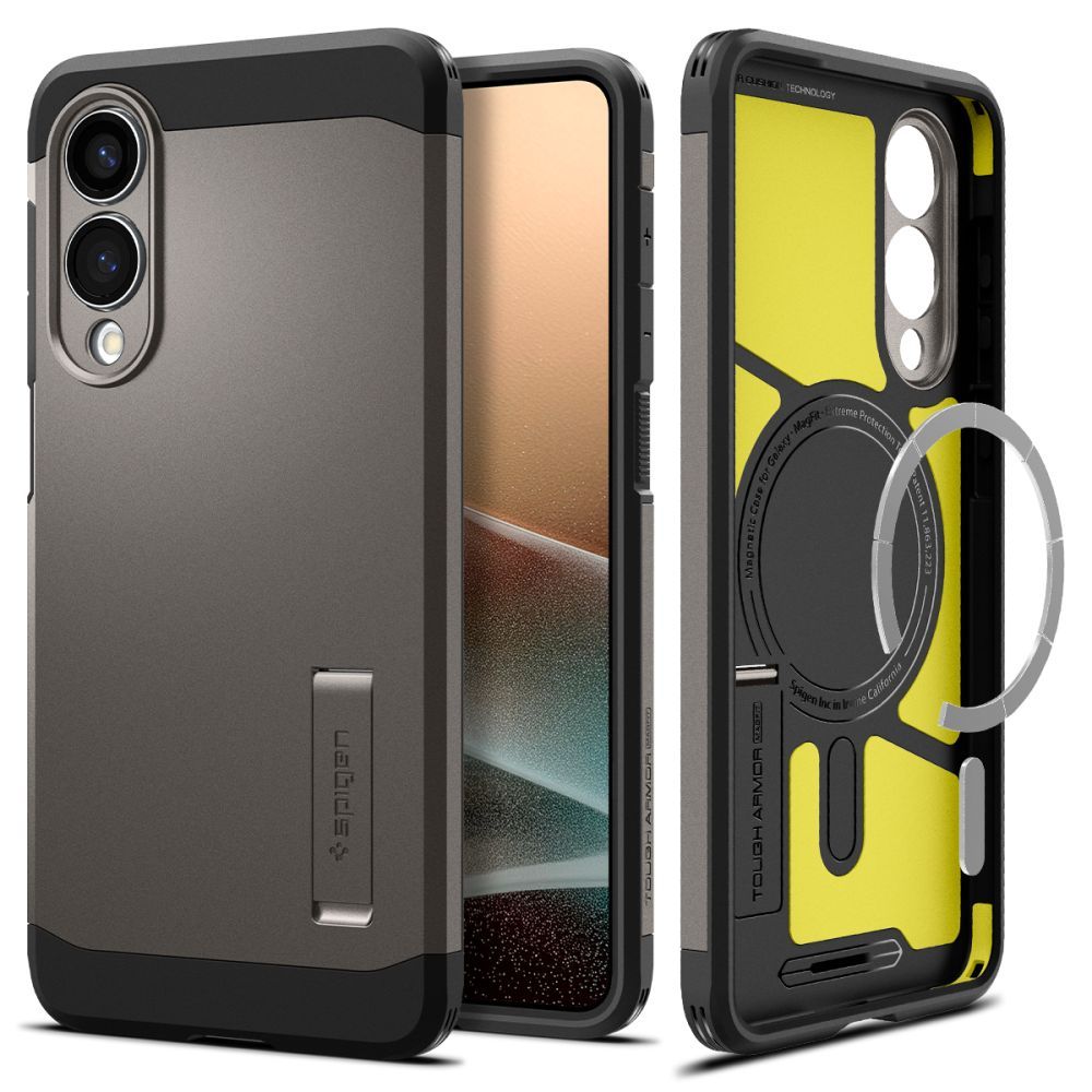 Spigen Tough Armor MagSafe Suojakuori Samsung Galaxy S25 Edge:lle - harmaa/musta