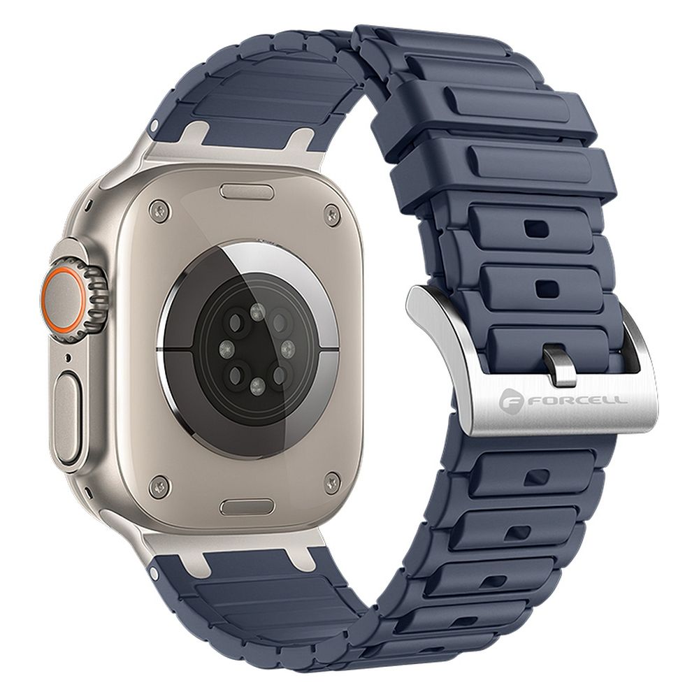 Ranneke Apple Watch:lle Forcell F-Design FA06 silikoni rei'illä 42 / 44 / 45 / 49 mm sininen