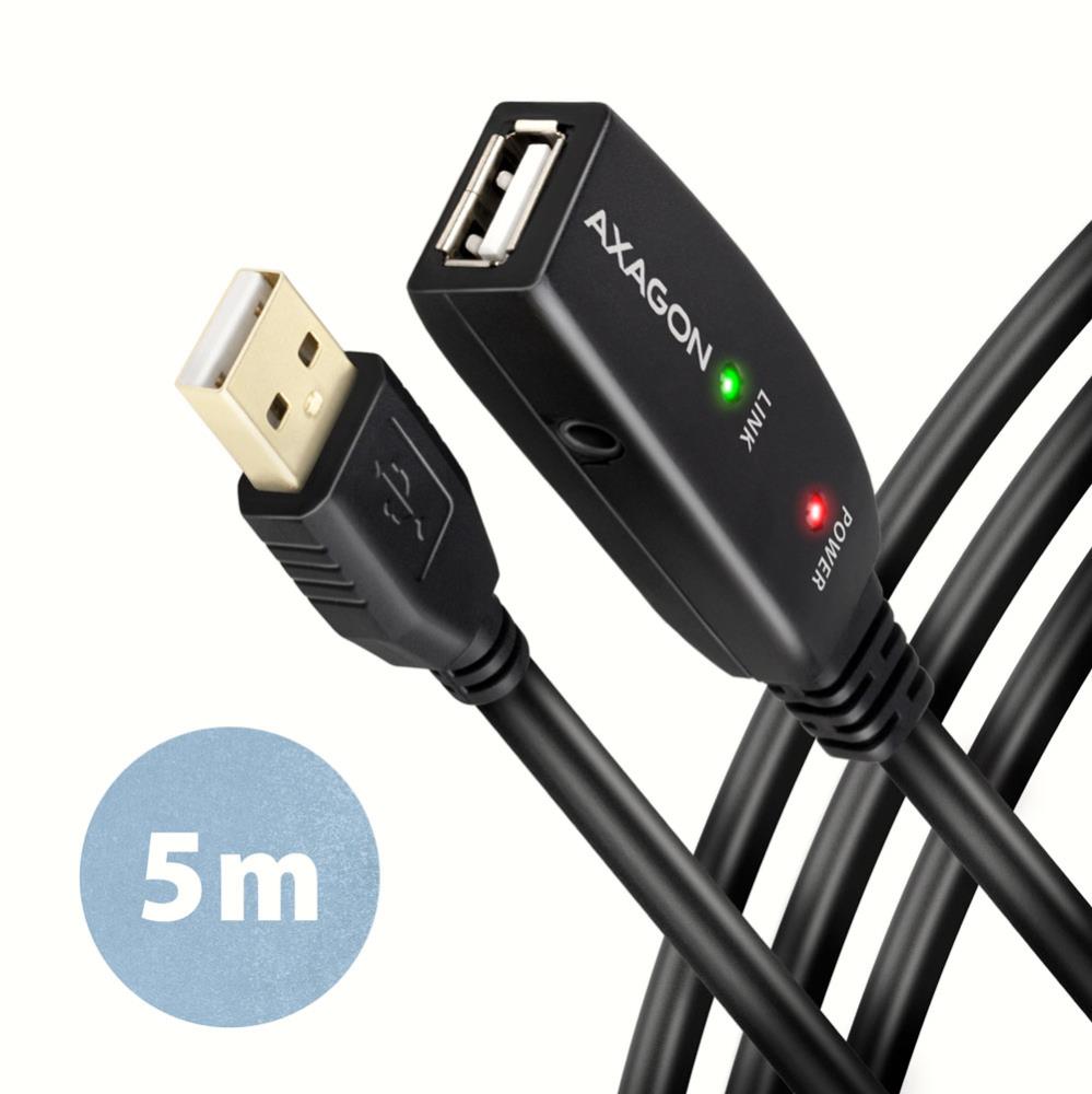 Aktiivinen kaapeli USB2.0 A-uros/A-naaras 5m ADR-205 AXAGON