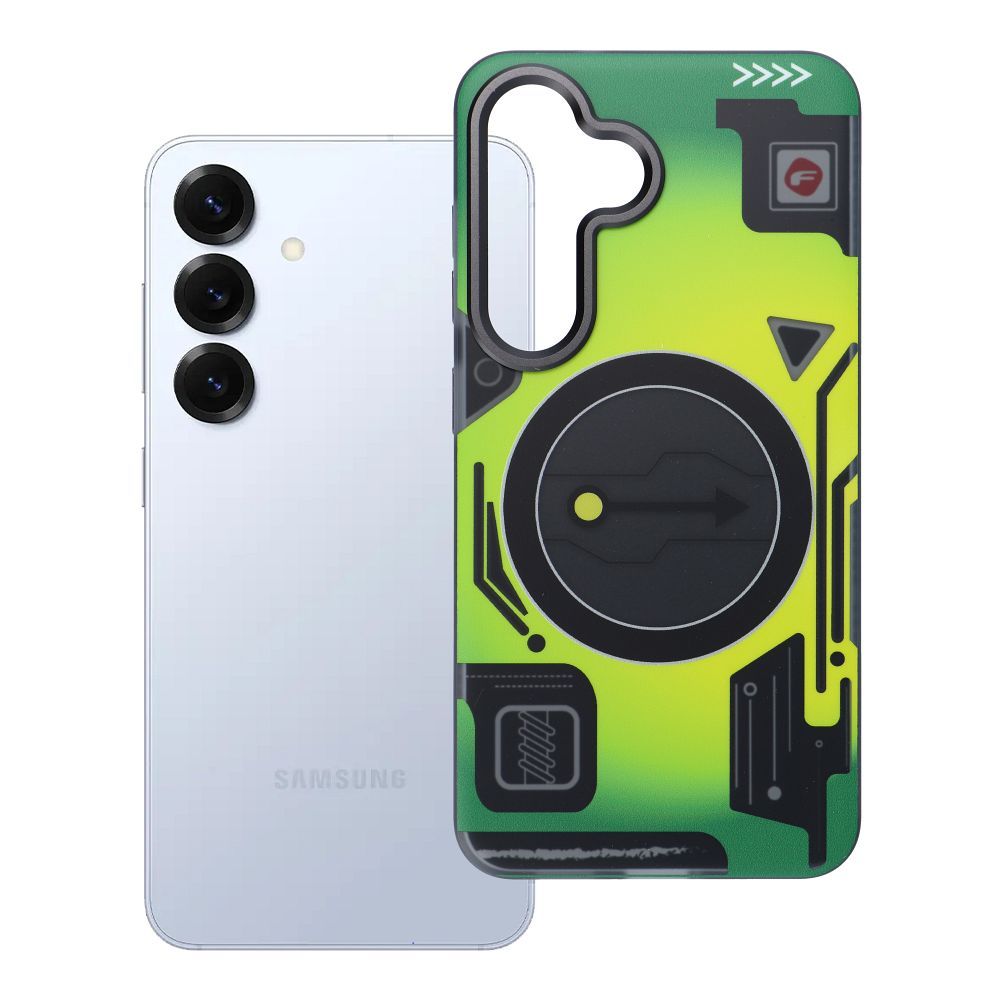 Suojakuori Samsung S25:lle Forcell F-Protect Levels Dual Layer 4D MagSafe-yhteensopiva Military Drop-Test cyber green