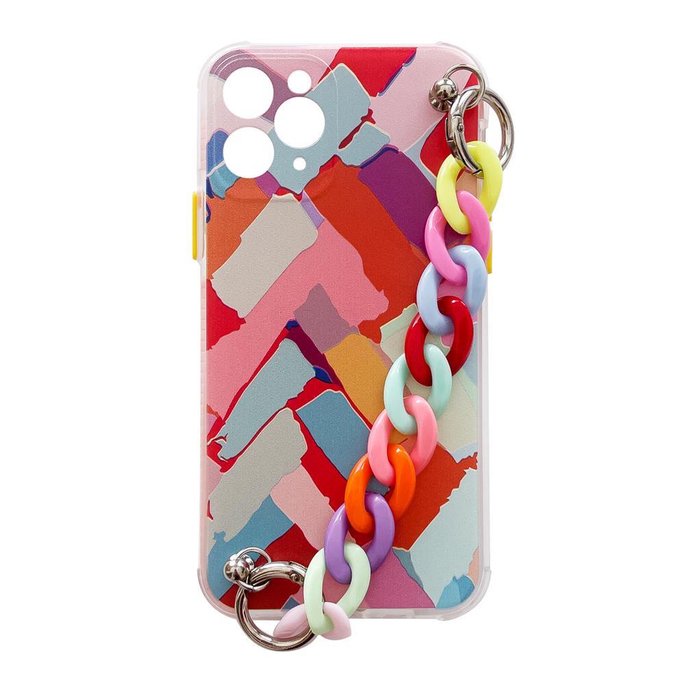 Väri Chain Case geeli joustava joustava kotelo kansi ketju riipus iPhone 13 Pro monivärinen (3)