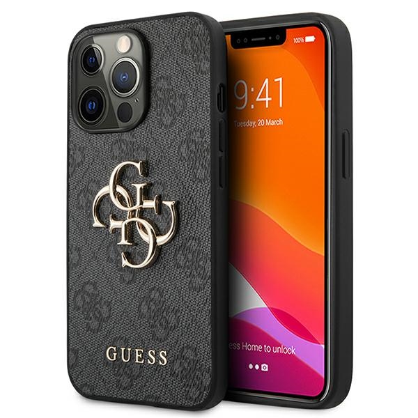 Guess GUHCP13L4GMGGR iPhone 13 Pro / 13 6.1" harmaa/harmaa kovakotelo 4G iso metalli logo
