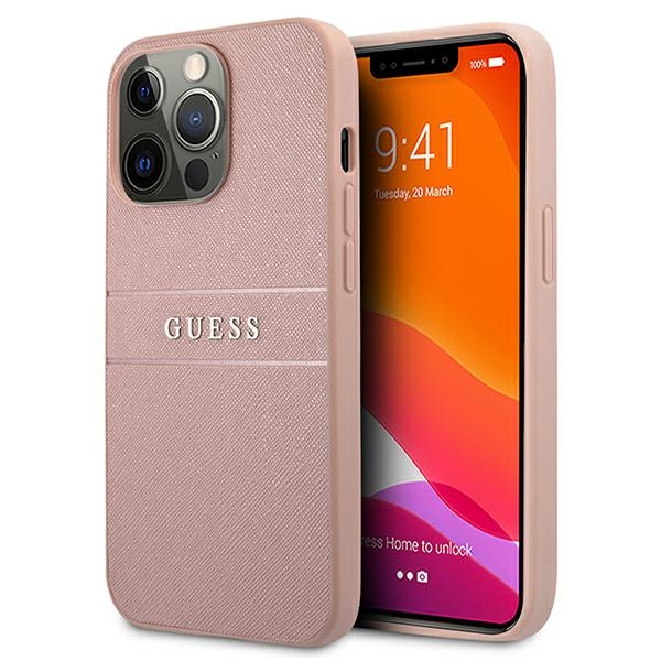Guess GUHCP13XPSASBPI iPhone 13 Pro Max 6.7" vaaleanpunainen/vaaleanpunainen kovakotelo Saffiano Stripe