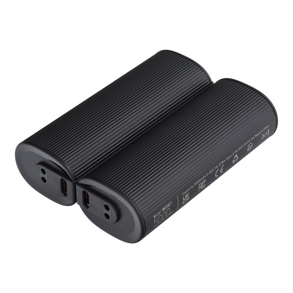 Ulkoinen akku Veger W0587 2,4A 2 kpl 2 x 5000 mAh käsilämmittimellä musta ja hopeinen