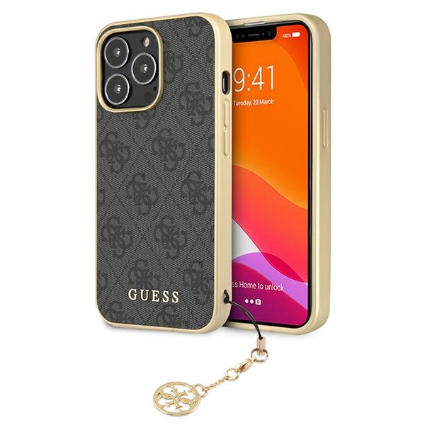 Guess GUHCP13XGF4GGR iPhone 13 Pro Max 6.7" harmaa/harmaa kovakotelo 4G Charms kokoelma