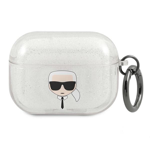 Karl Lagerfeld KLAPUKHGS AirPods Pro -suojakuori hopea Glitter Karl's Head