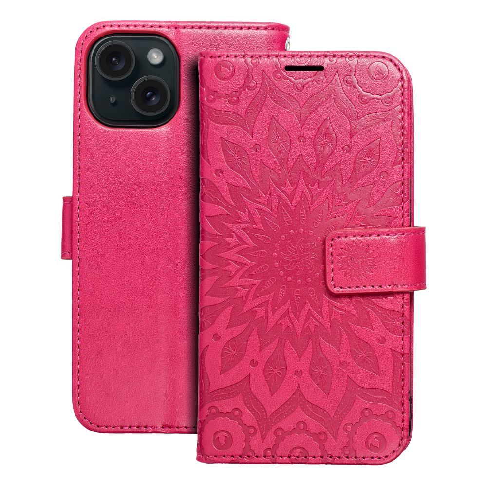 MEZZO Kirjasuojakuori iPhone 15:lle mandala magenta