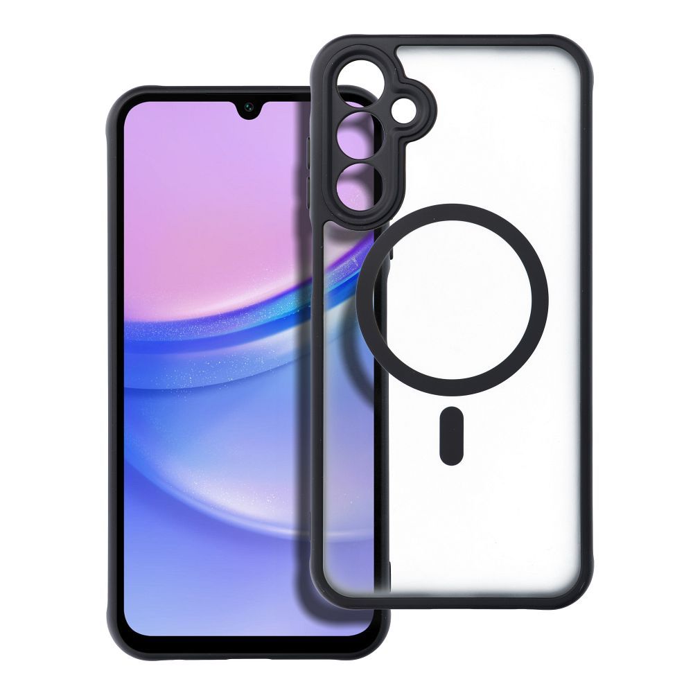 Suojakuori Samsung A15:lle Full Matte Mag Cover yhteensopiva MagSafe musta