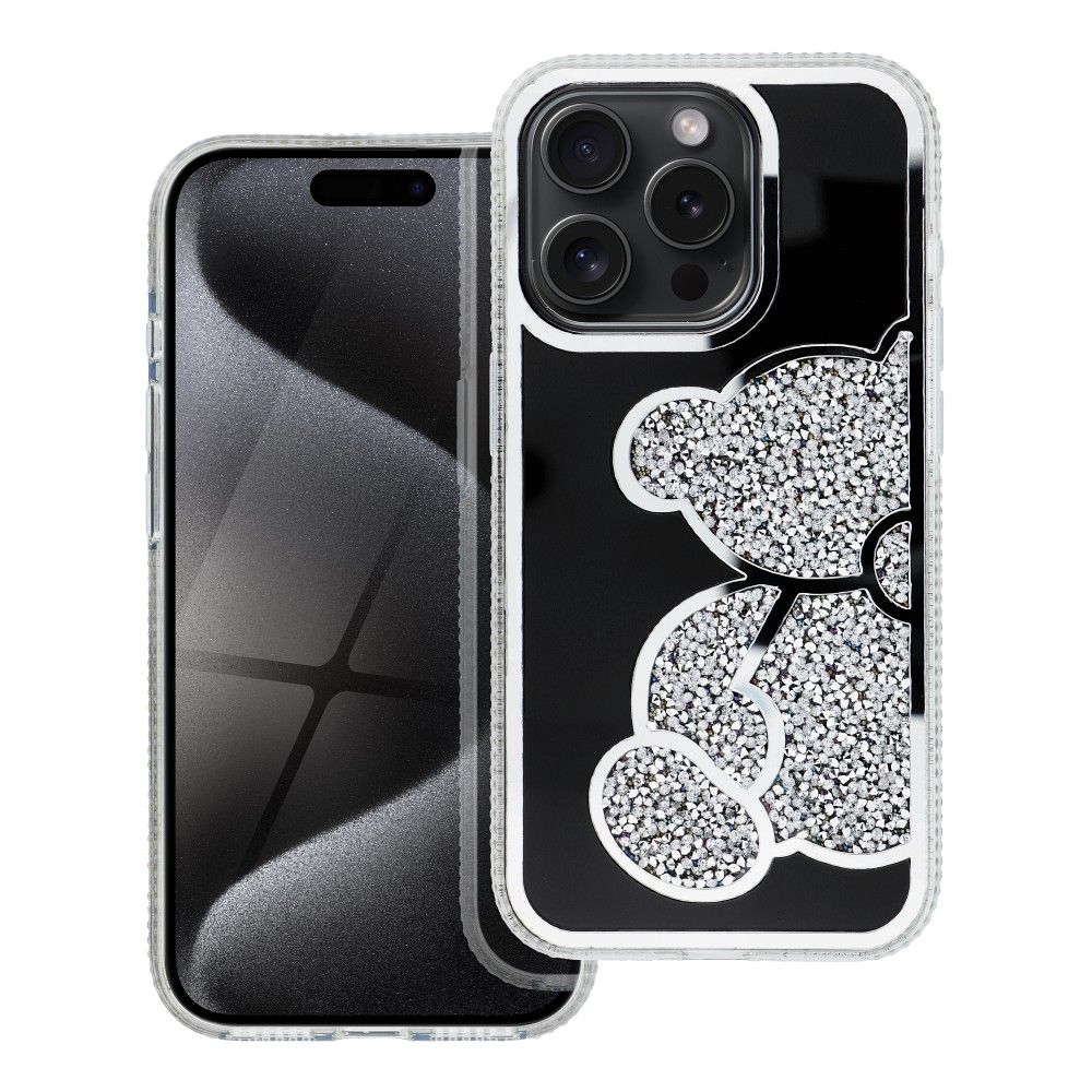 Teddy Bear Suojakuori iPhone 16 PRO MAX:lle hopeinen