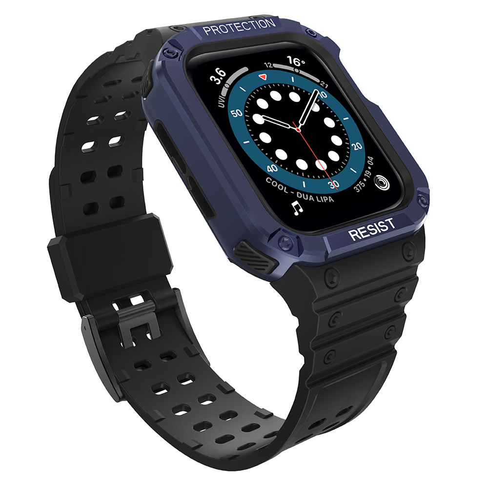 Protect Strap Band for Apple Watch 38/40/41mm Armored Case Strap - musta, sininen