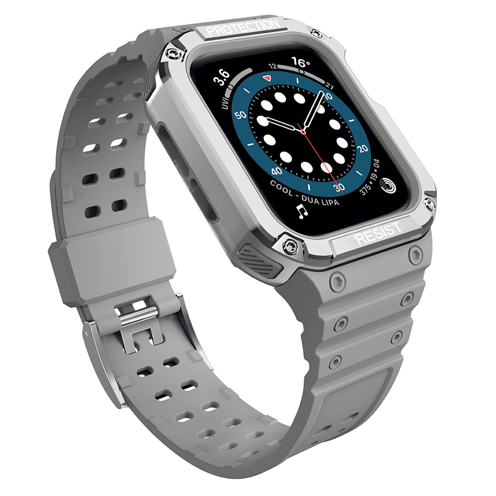 Protect Strap Band for Apple Watch 38/40/41mm Armored Case Strap - harmaa, hopea
