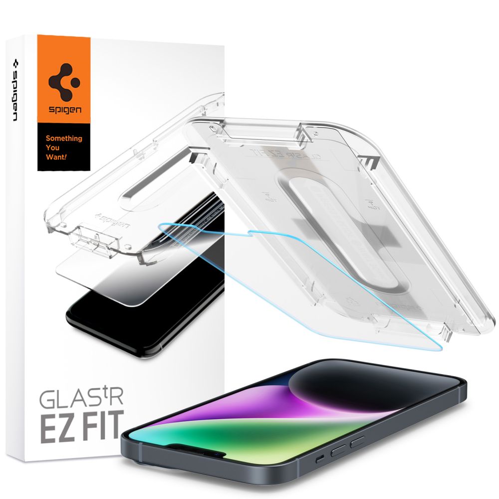 Spigen karkaistu lasi GLAS.TR "EZ FIT" iPhone 13 / 13 PRO / 14 / 16E 6,1"