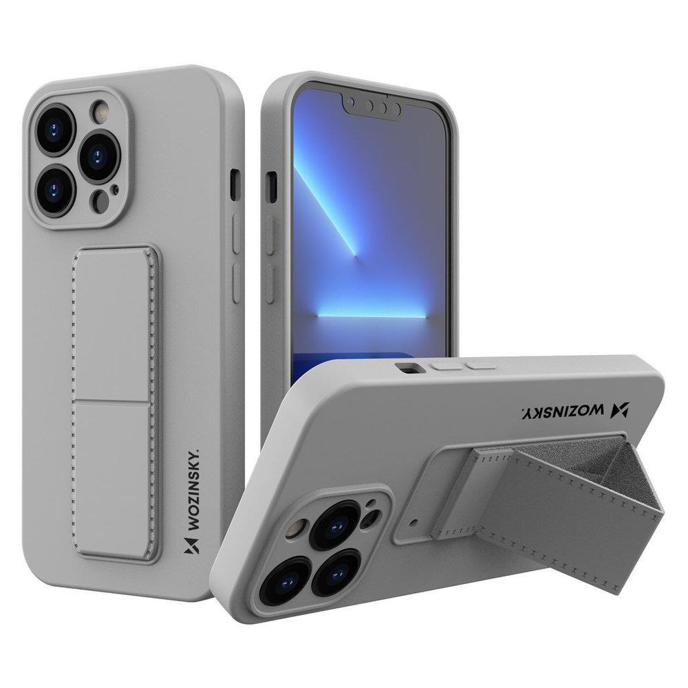 Wozinsky Kickstand Case silikonisuojakuori jalustalla iPhone 13 mini harmaa