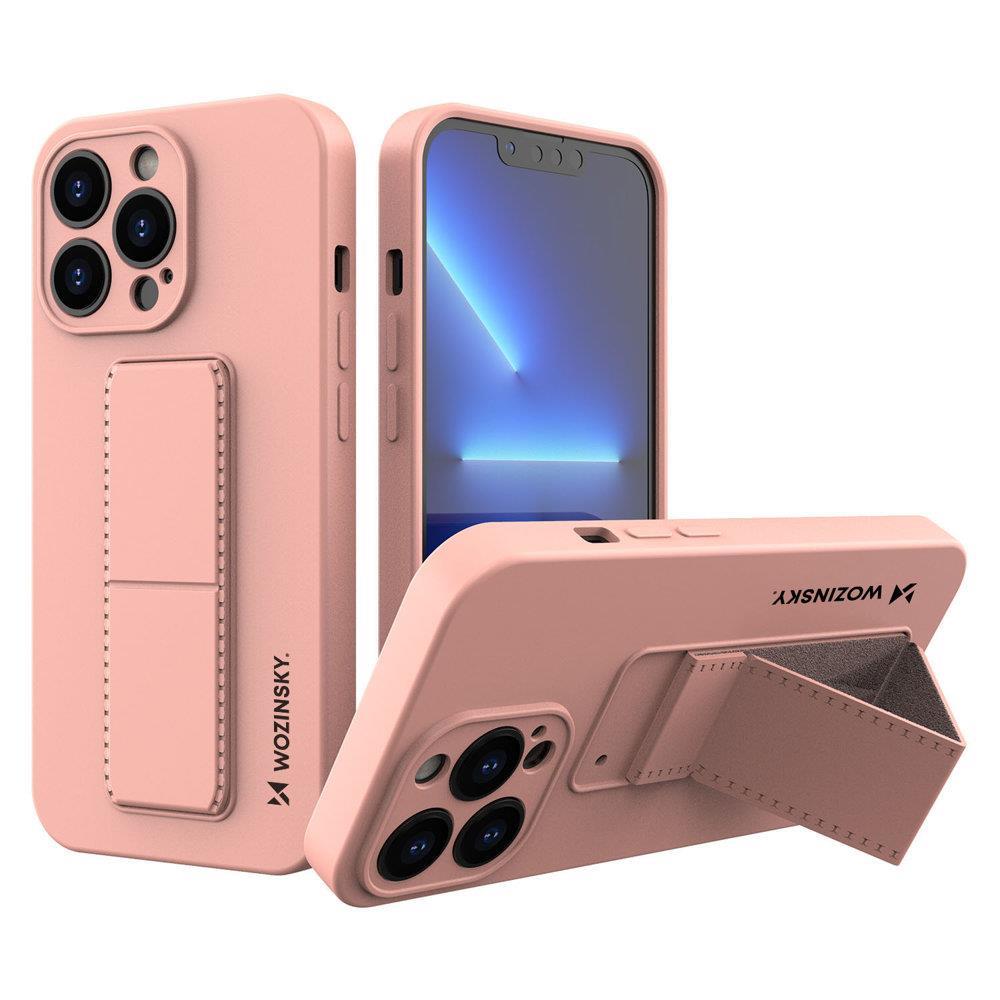 Wozinsky Kickstand Case iPhone 13 mini silikonisuojakuori jalustalla vaaleanpunainen