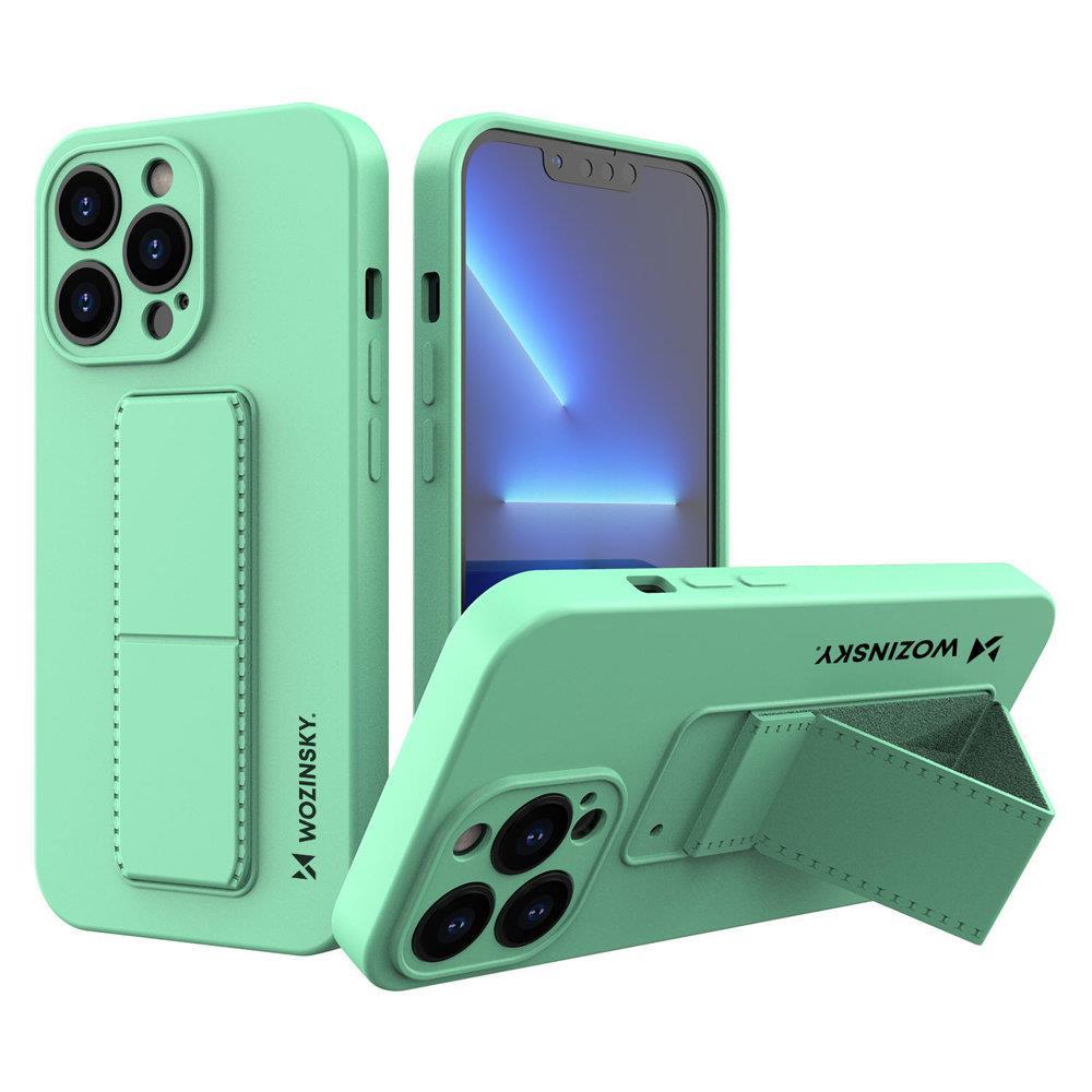 Wozinsky Kickstand Case iPhone 13 mini silikonikotelo jalustalla minttu