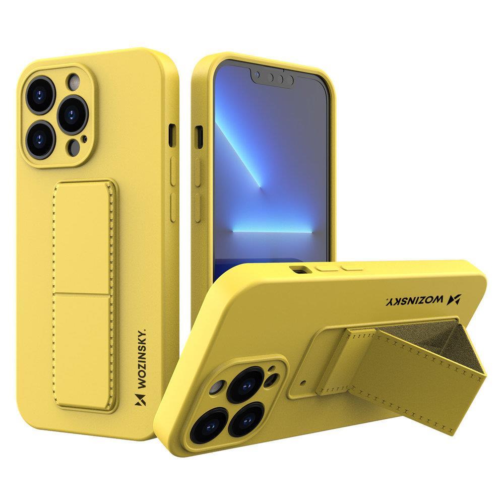 Wozinsky Kickstand Case silikonikotelo jalustalla iPhone 13 mini keltainen