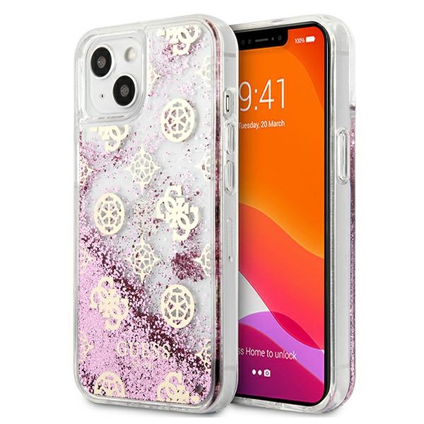 Guess GUHCP13SLGPEPI iPhone 13 mini 5.4" vaaleanpunainen/vaaleanpunainen kovakotelo Peony Liquid Glitter